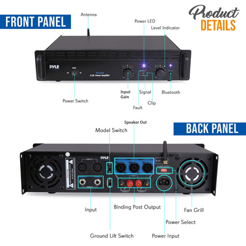 1000 Watt 2-Channel Bluetooth Power Amplifier D601