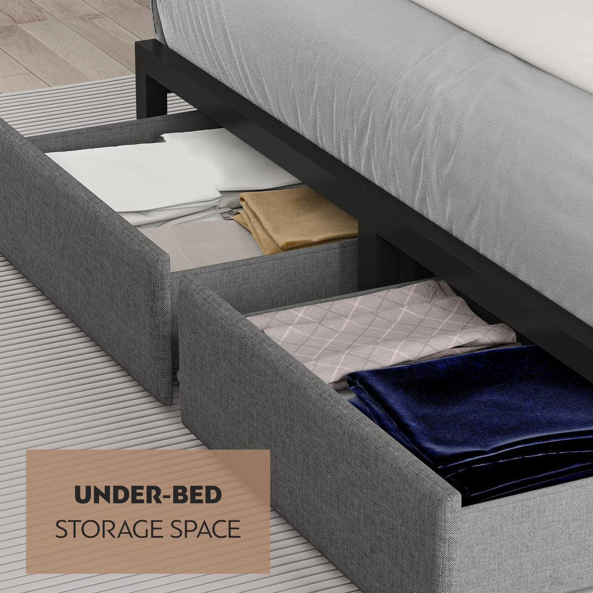 Full Size Storage Bed Frame with Headboard D341681