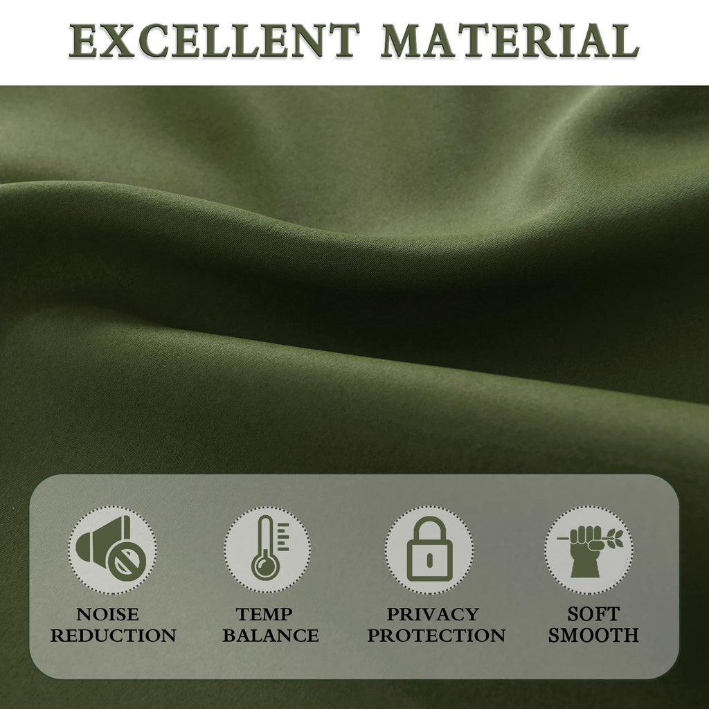 Olive Green 96 Inch Blackout Curtains, Set of 2 Panels G341