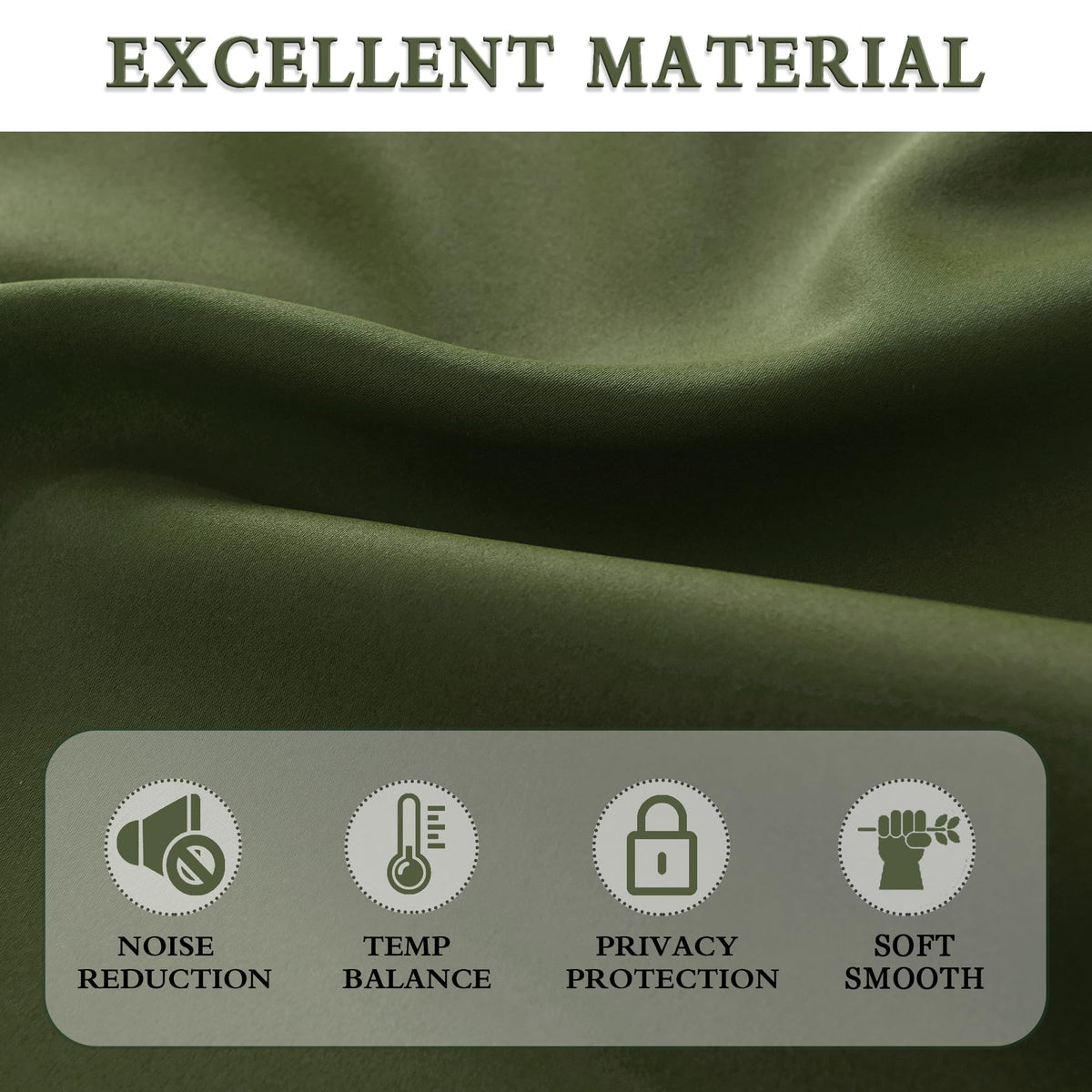 Olive Green 96 Inch Blackout Curtains, Set of 2 Panels G341