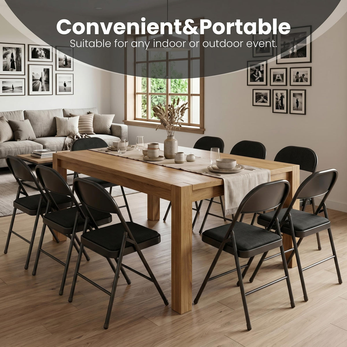 10 Pack Black Padded Folding Chairs Z327198