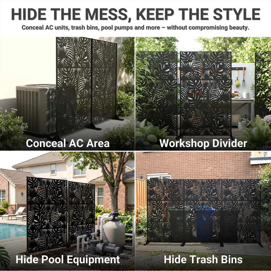 72in Laser Cut Steel Privacy Screen Y89786