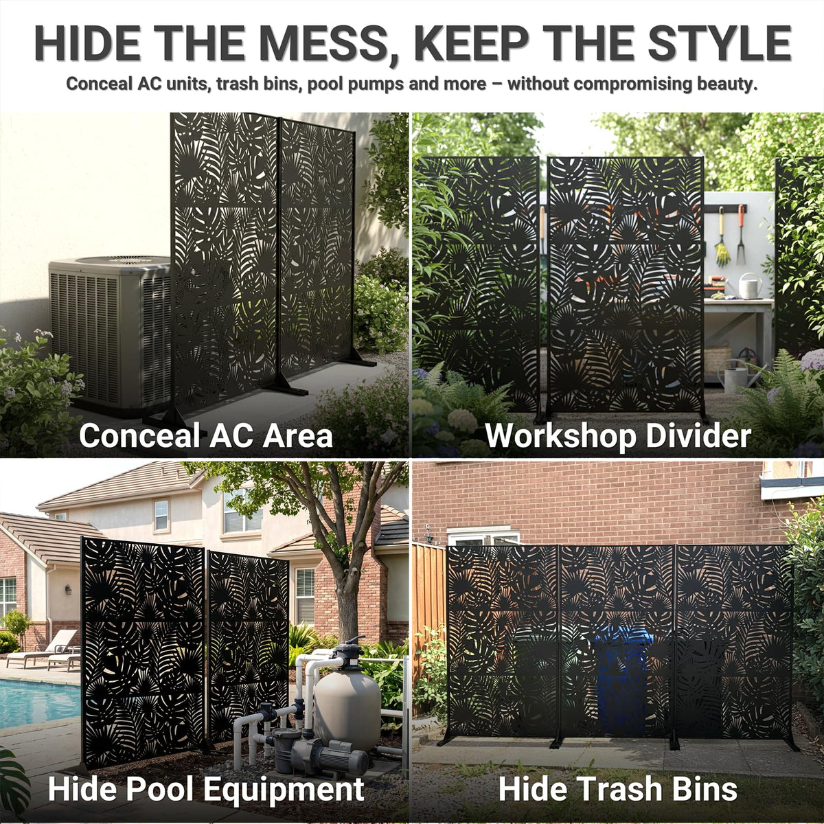 72in Laser Cut Steel Privacy Screen Y89786