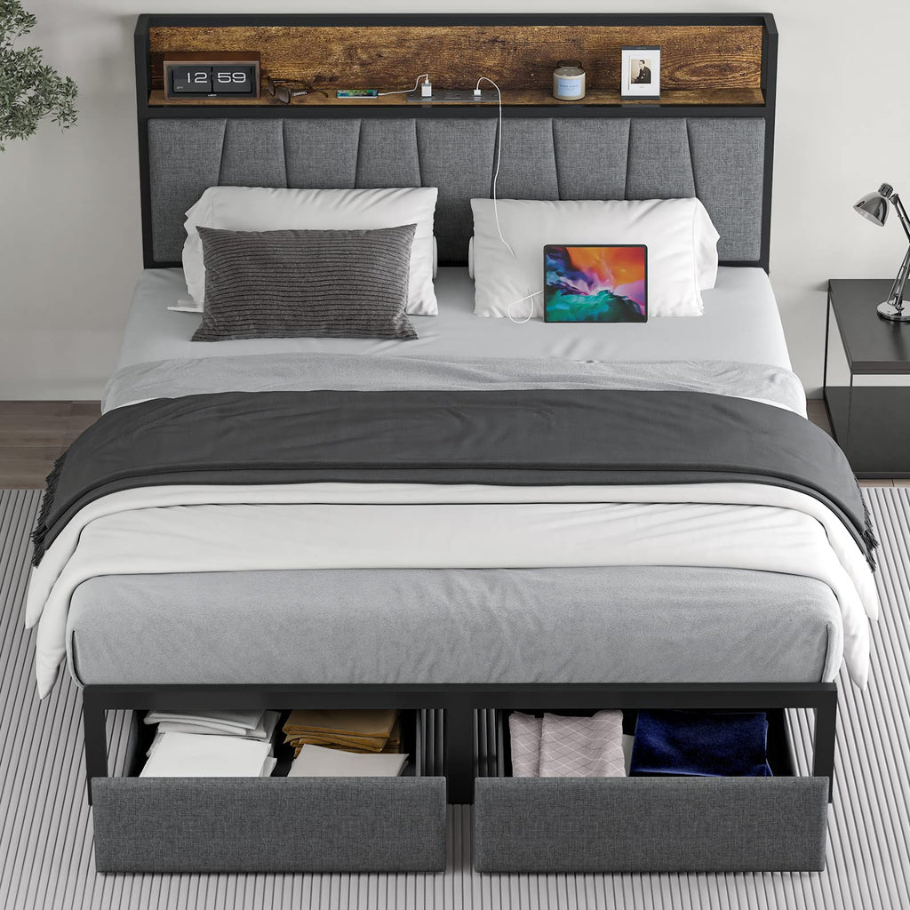 Full Size Storage Bed Frame with Headboard D341681