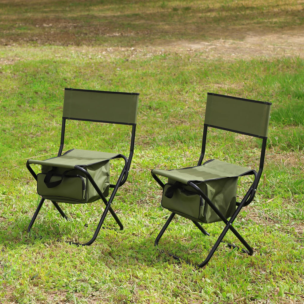 Folding Camping Chair with Storage Bag, 2 Pack, Green E637