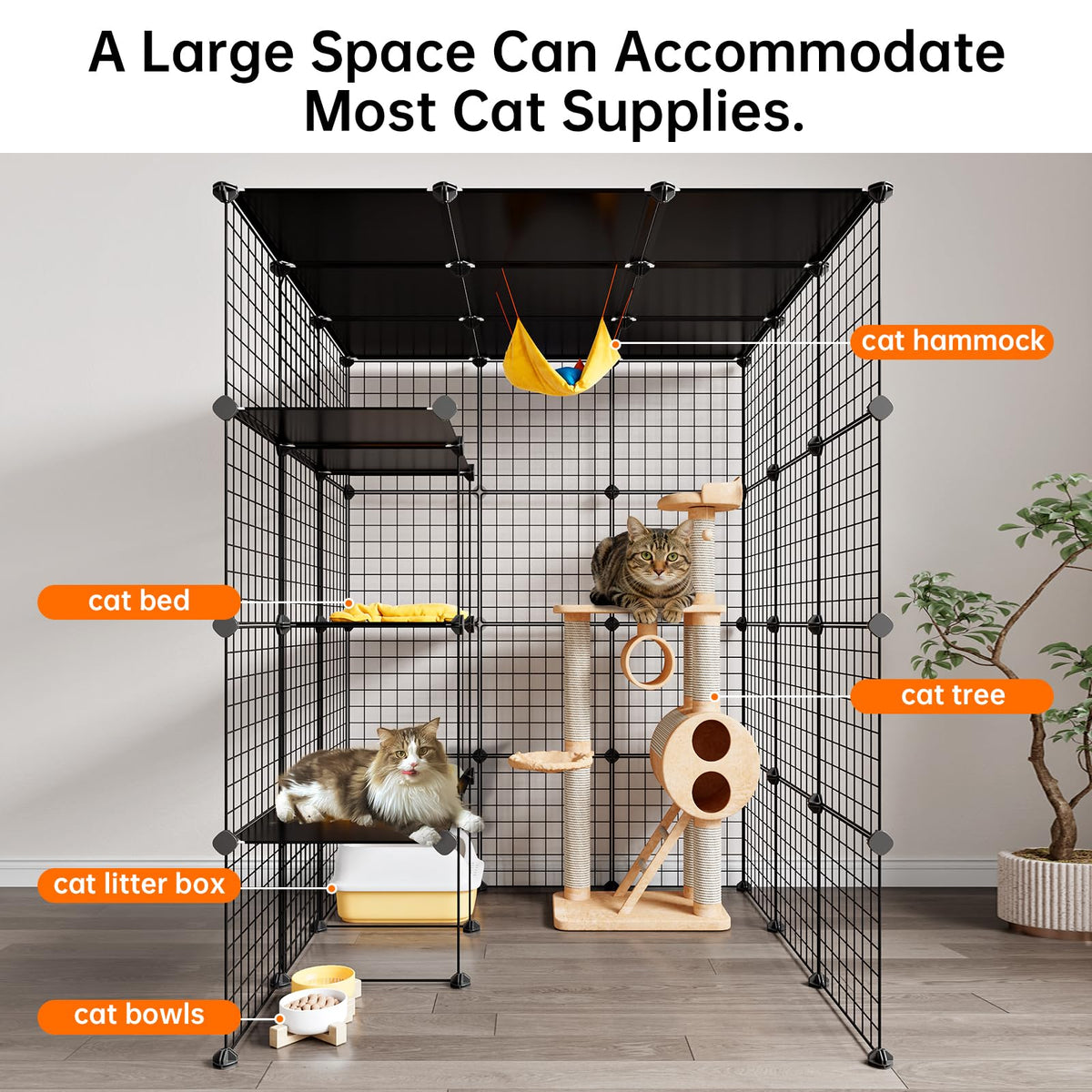 Extra Large 4-Tier Metal Cat Cage with Platforms K367153