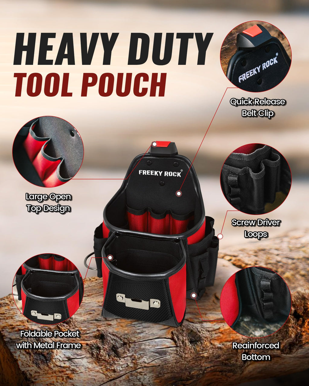 Heavy Duty Tool Belt with 2 Tool Pouches, Adjustable Work Belt I879154