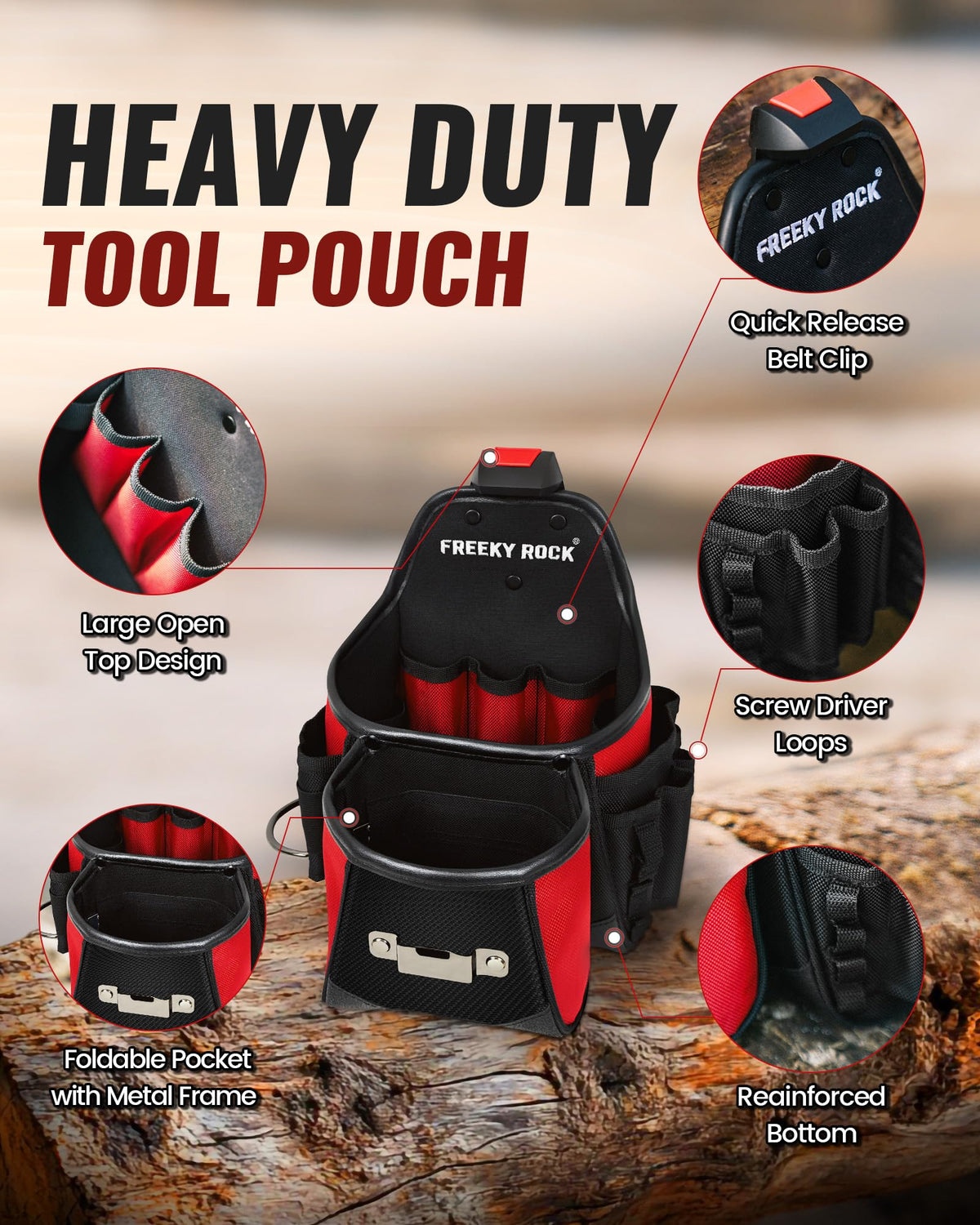 Heavy Duty Tool Belt with 2 Tool Pouches, Adjustable Work Belt I879154