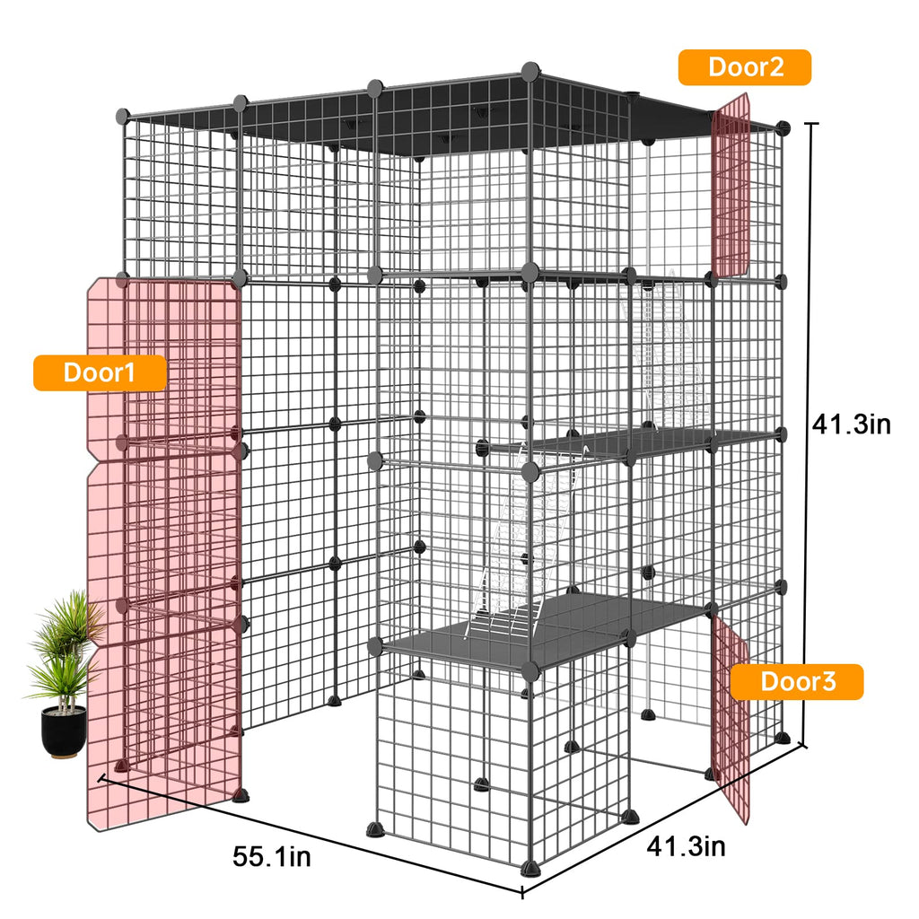 Extra Large 4-Tier Metal Cat Cage with Platforms K367153