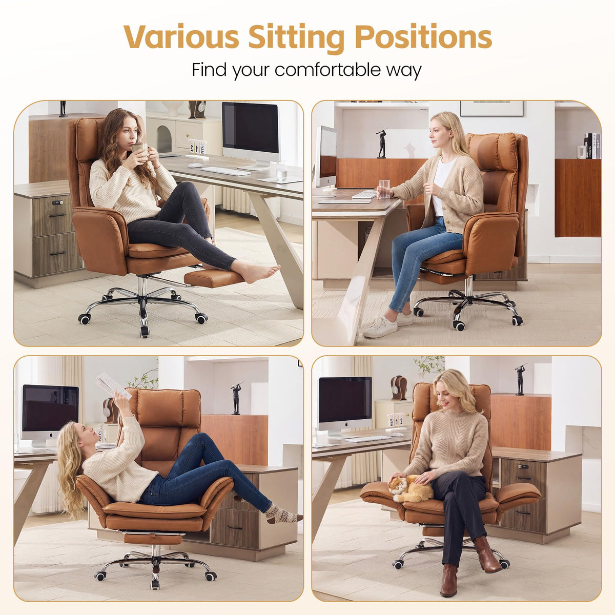 Big and Tall Office Chair with Footrest Y6282