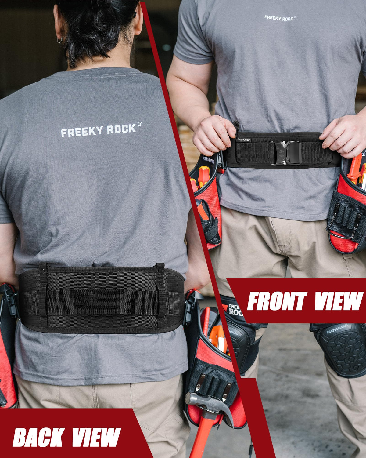 Heavy Duty Tool Belt with 2 Tool Pouches, Adjustable Work Belt I879154