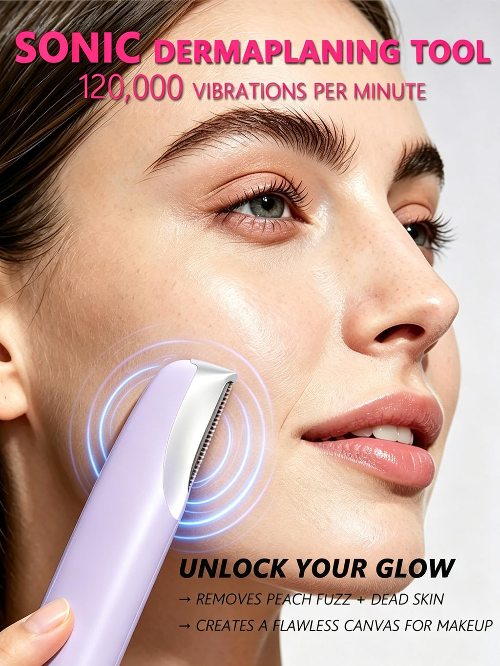 Sonic Facial Hair Remover with LED Light, 4 Replacement Blades S7731
