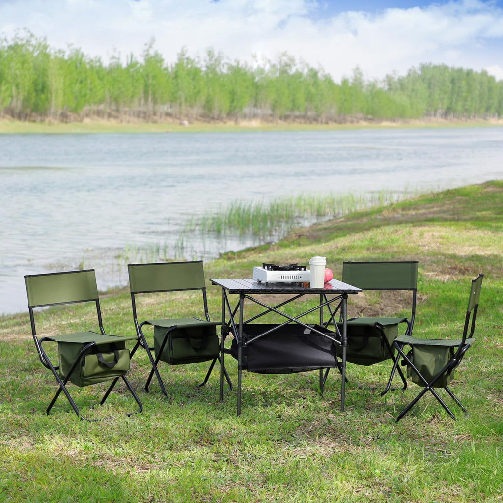 Folding Camping Chair with Storage Bag, 2 Pack, Green E637