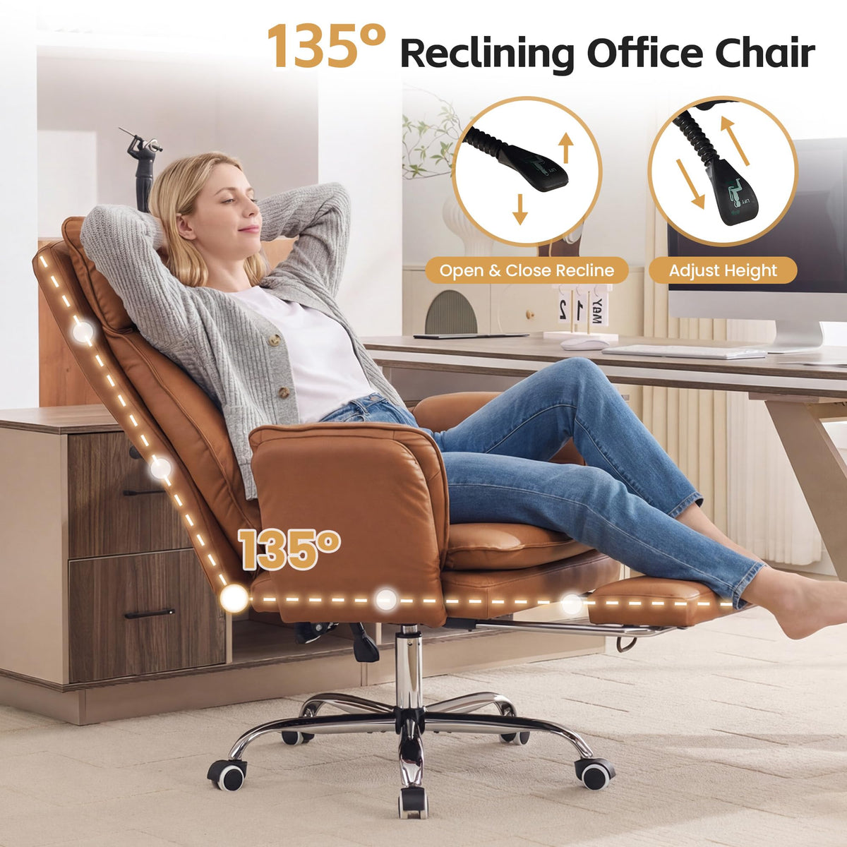 Big and Tall Office Chair with Footrest Y6282