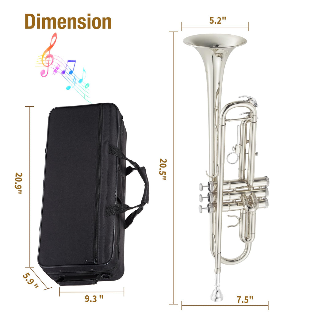 Nickel-Plated Brass Trumpet with Hard Case D8818