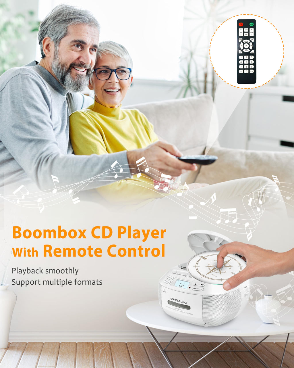 CD Player Boombox Cassette Player Combo with Bluetooth, AM/FM Radio R939398