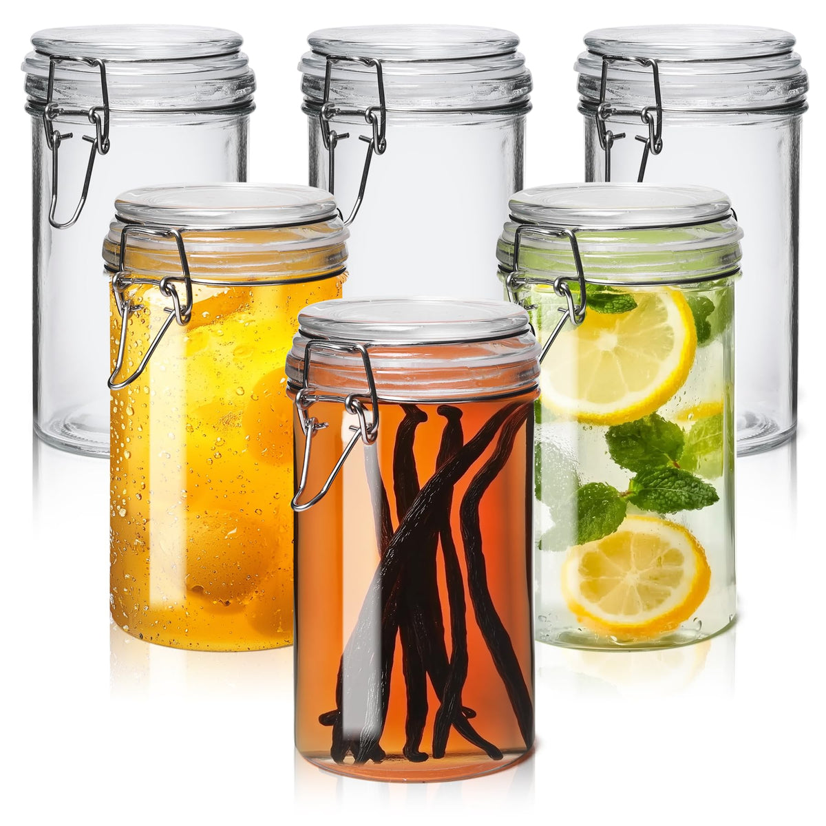 16 oz Glass Jars with Airtight Lids 6 Pack V5244