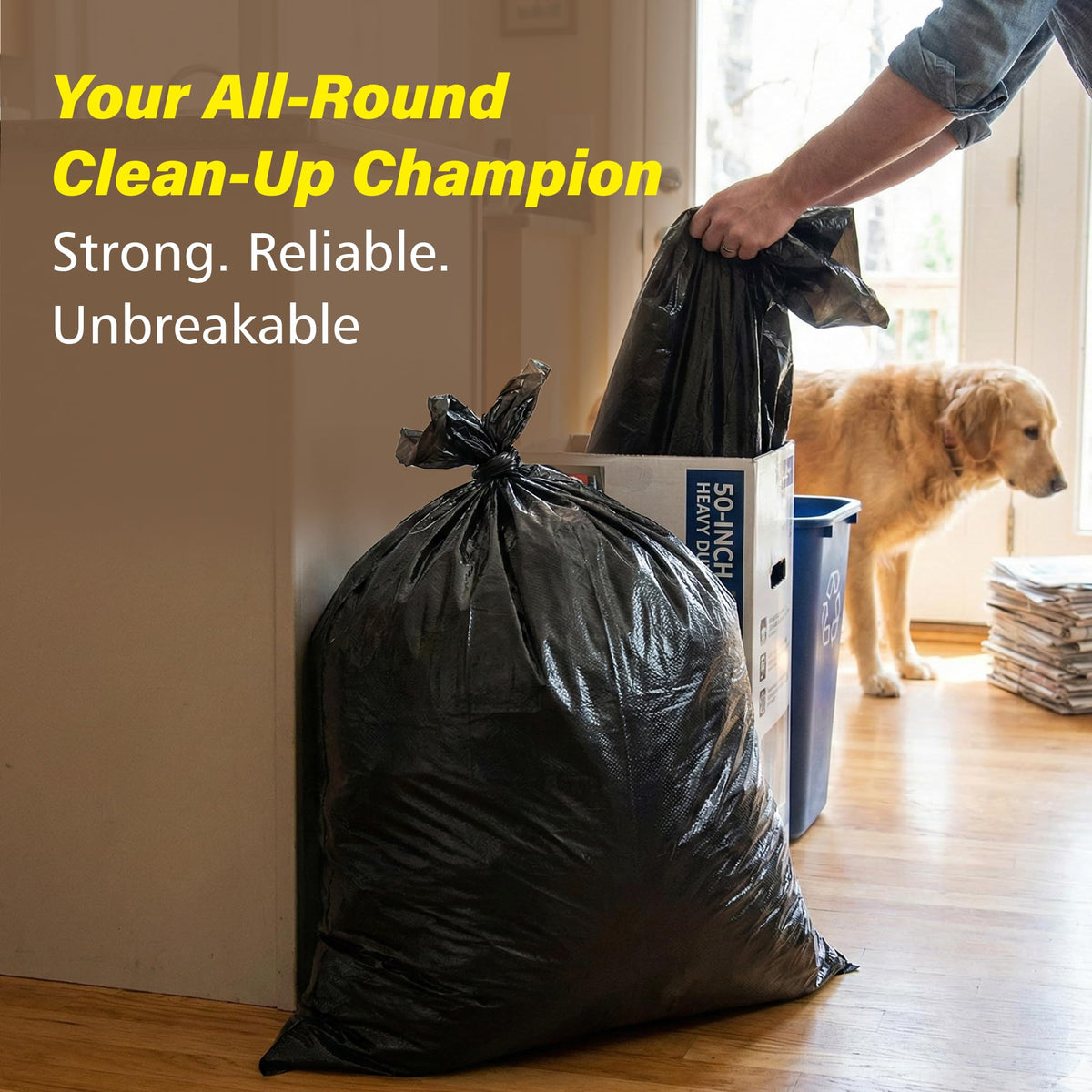 42 Gallon 3 Mil Black Heavy-Duty Trash Bags S97059