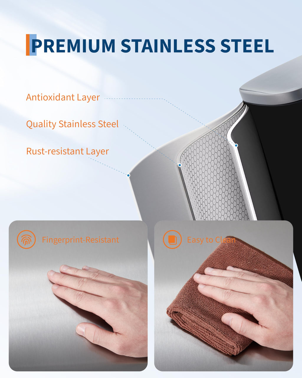 50L Stainless Steel Step Trash Can with Lid P29139