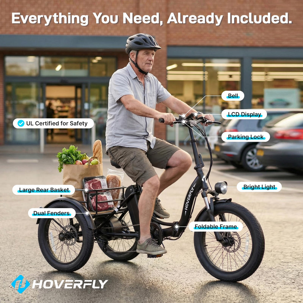 Electric Tricycle for Adults 750W Peak Motor 20"x3" Fat Tire L264
