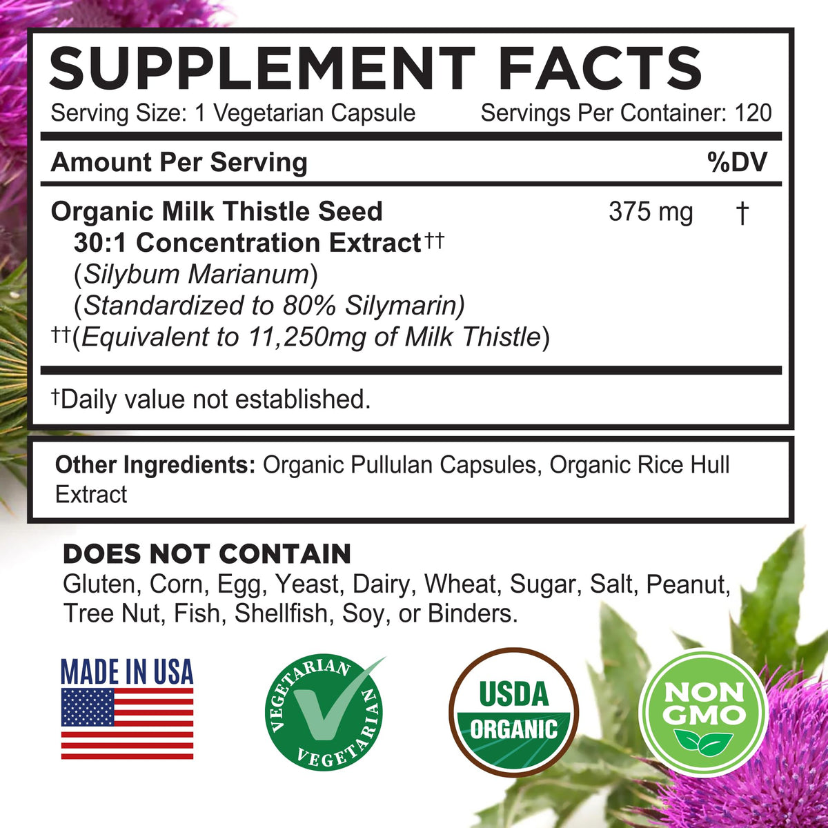 Organic Milk Thistle 120 Vegan Capsules K24508
