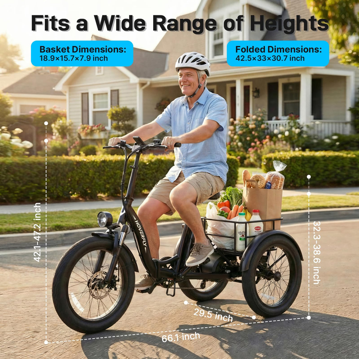 Electric Tricycle for Adults 750W Peak Motor 20"x3" Fat Tire L264