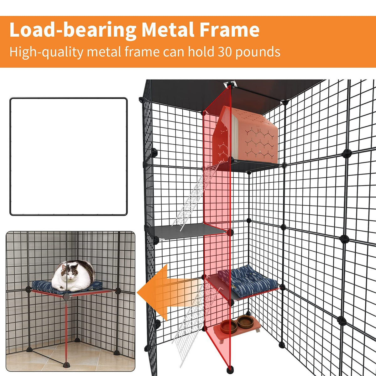Extra Large 4-Tier Metal Cat Cage with Platforms K367153