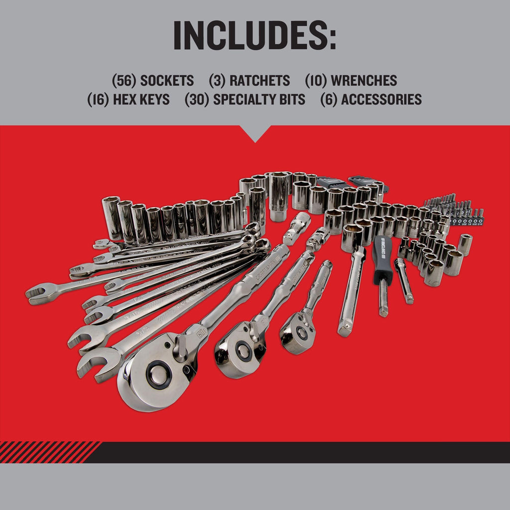 121-Piece Gunmetal Chrome Mechanics Tool Set with Hard Case G5456