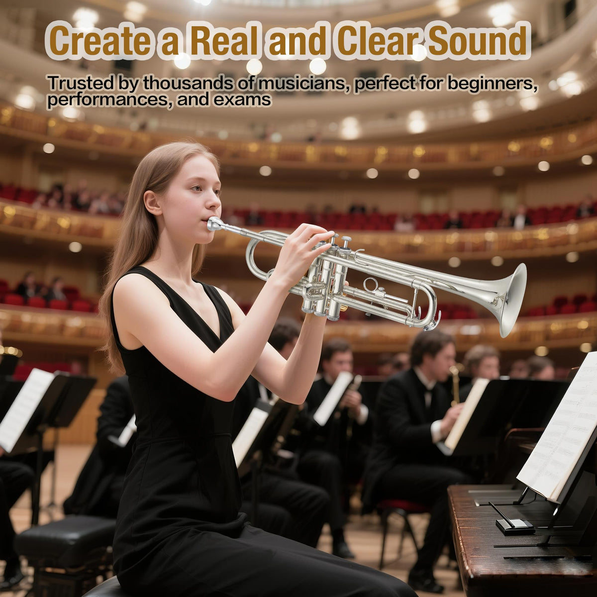 Nickel-Plated Brass Trumpet with Hard Case D8818