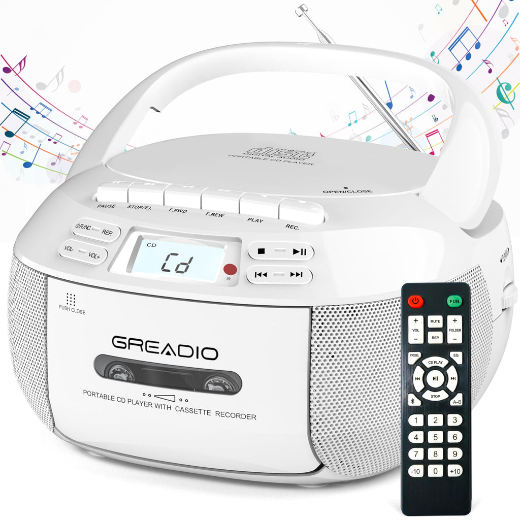 CD Player Boombox Cassette Player Combo with Bluetooth, AM/FM Radio R939398