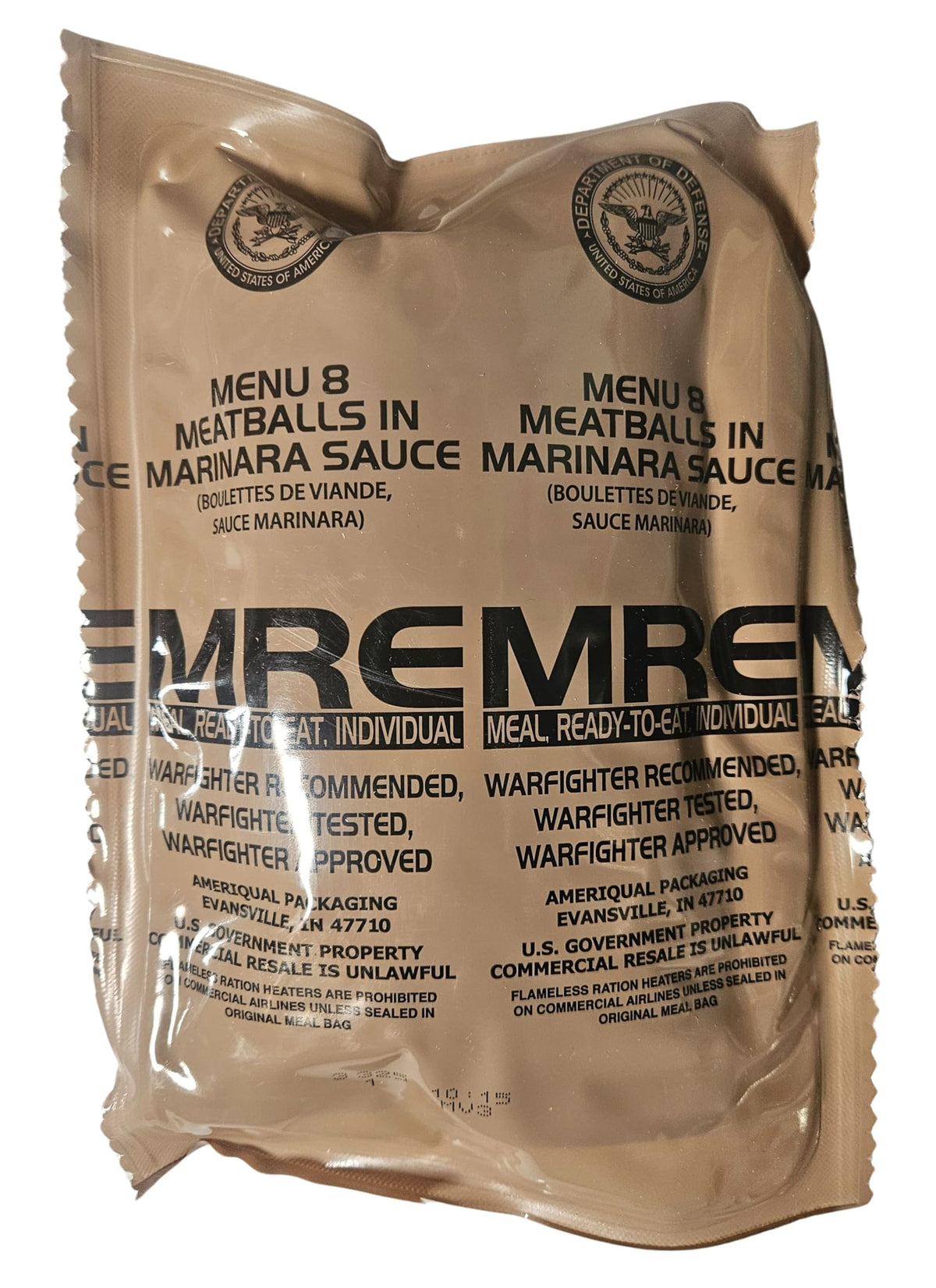 MRE Meal Ready to Eat with Entree Snacks Dessert Drink Mix Utensils Condiments R1873
