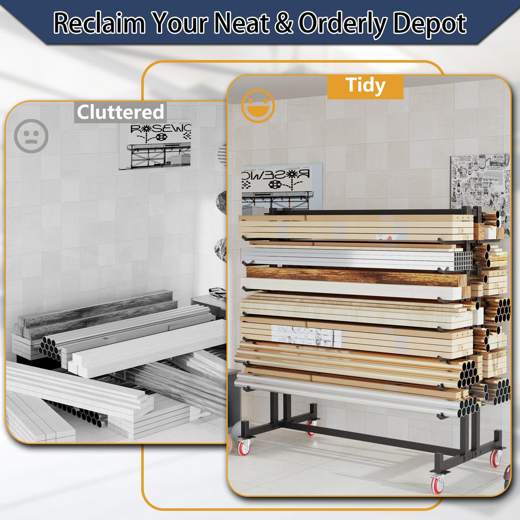 Heavy-Duty 2000LBS 7-Tier Rolling Lumber Storage Rack R970