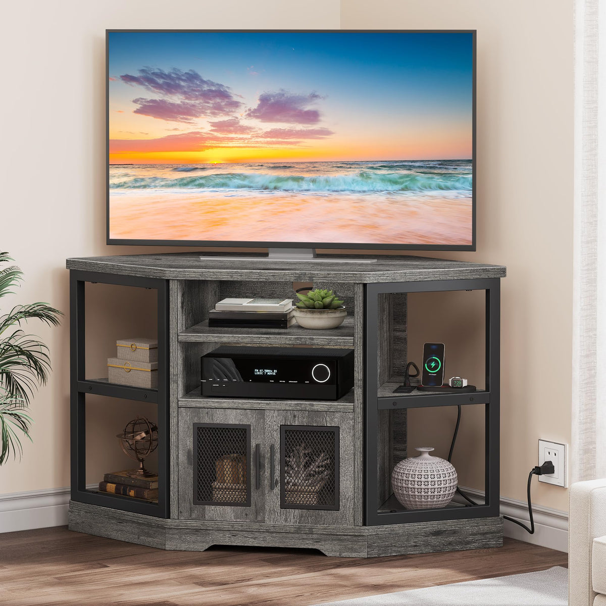 Grey Oak Corner TV Stand Z457268