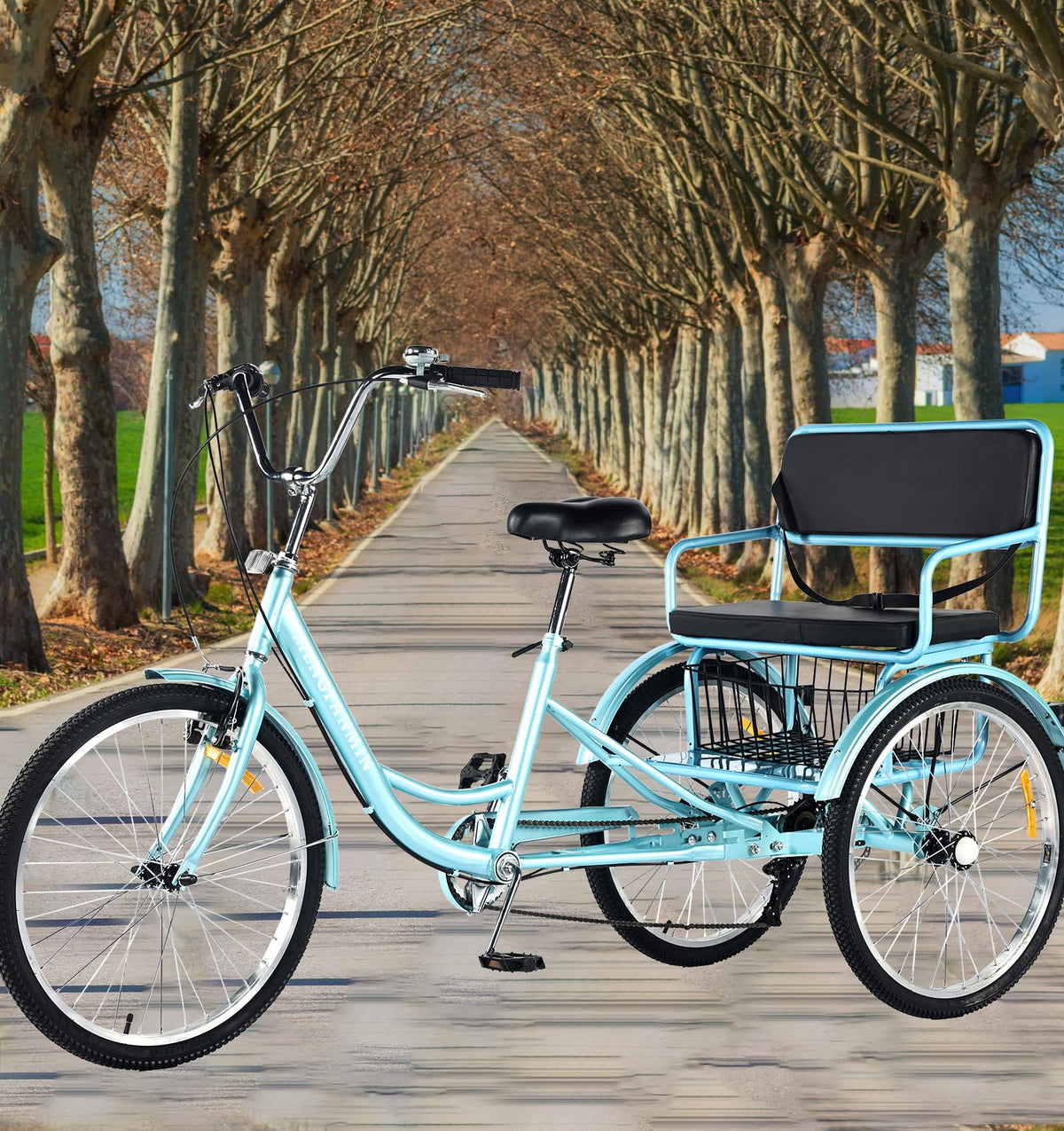 7 Speed Adult Tricycle with Child Seat and Rear Baskets T50201