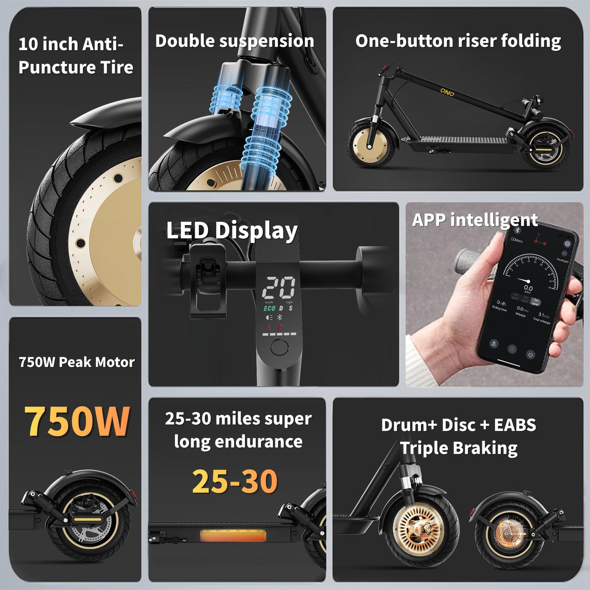 Electric Scooter with Solid Tires, Dual Suspension, Folding L2109