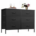 Black 6 Drawer Fabric Dresser D970