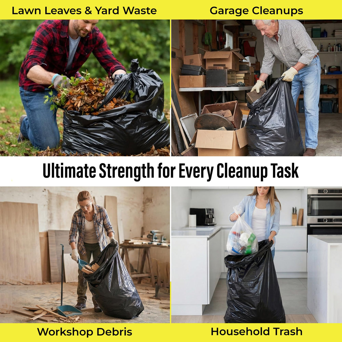 42 Gallon 3 Mil Black Heavy-Duty Trash Bags S97059