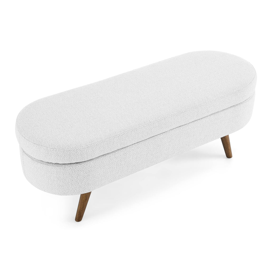 White Storage Bench with Rubber Wood Legs L949