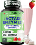 Strawberry Cream Flavor Lactase Enzyme 9000 FCC Chewables 30ct X934