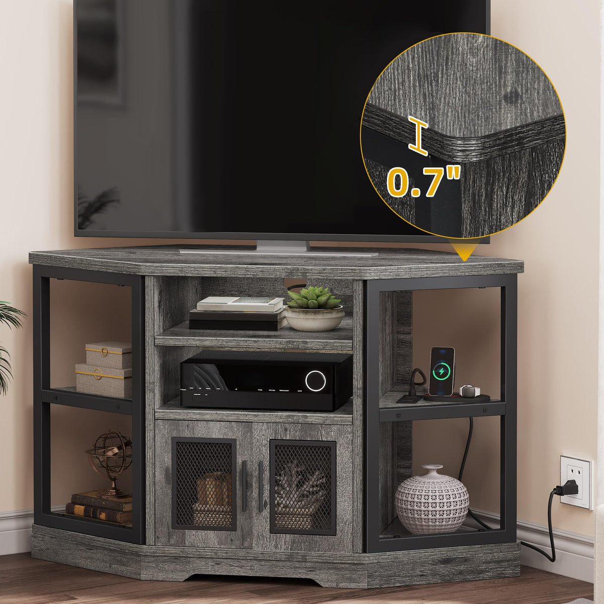Grey Oak Corner TV Stand Z457268