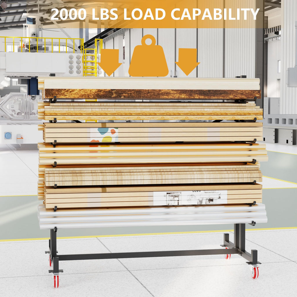 Heavy-Duty 2000LBS 7-Tier Rolling Lumber Storage Rack R970