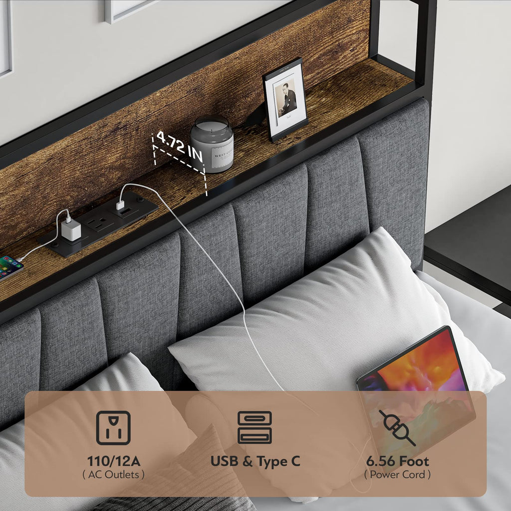 Full Size Storage Bed Frame with Headboard D341681