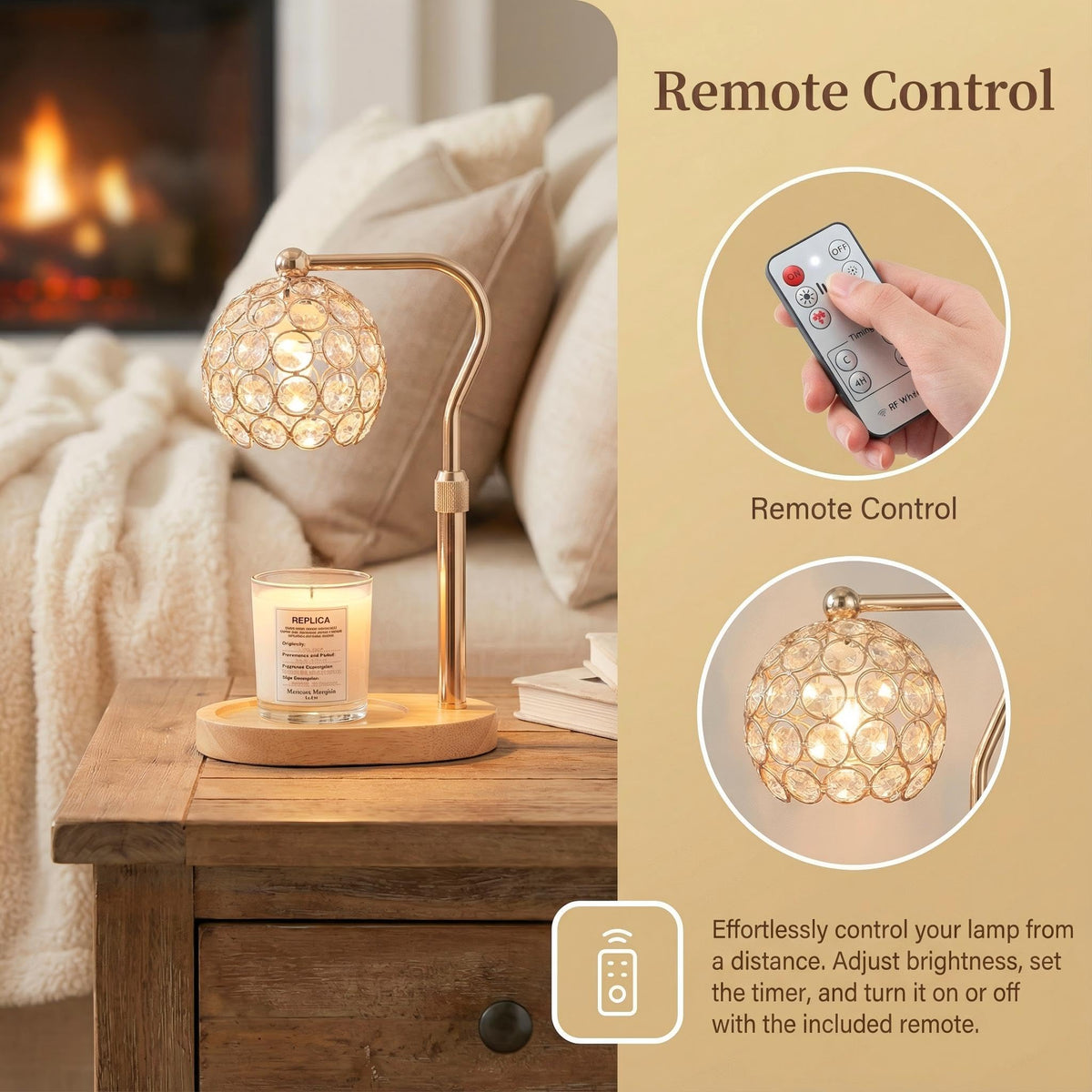 Candle Warmer Lamp with Timer & Dimmer, Adjustable Height Q42639