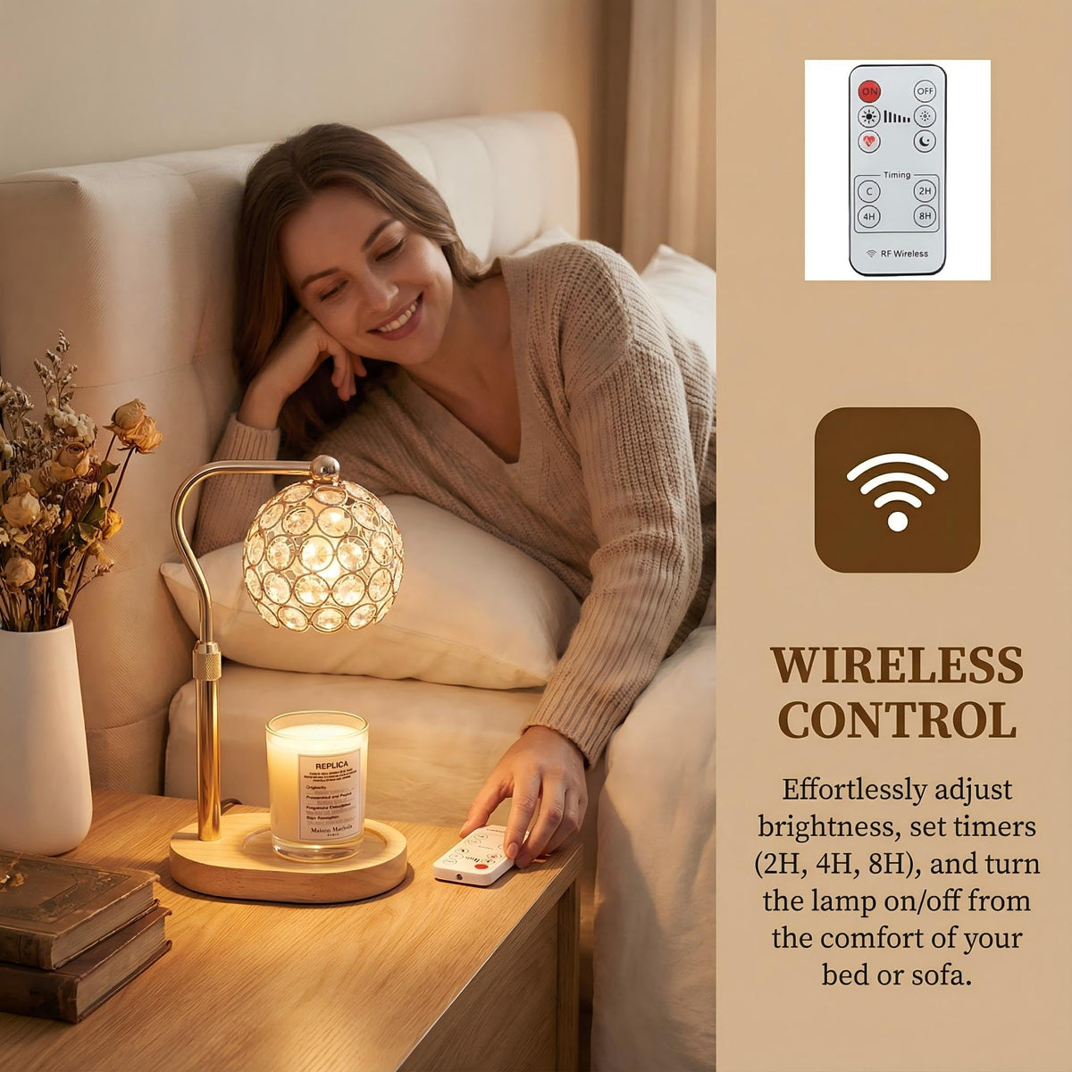 Candle Warmer Lamp with Timer & Dimmer, Adjustable Height Q42639