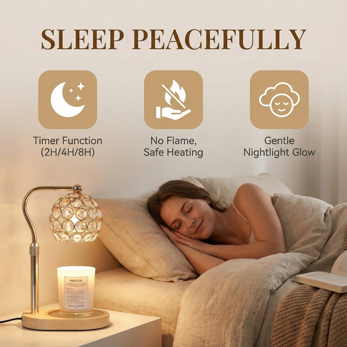Candle Warmer Lamp with Timer & Dimmer, Adjustable Height Q42639
