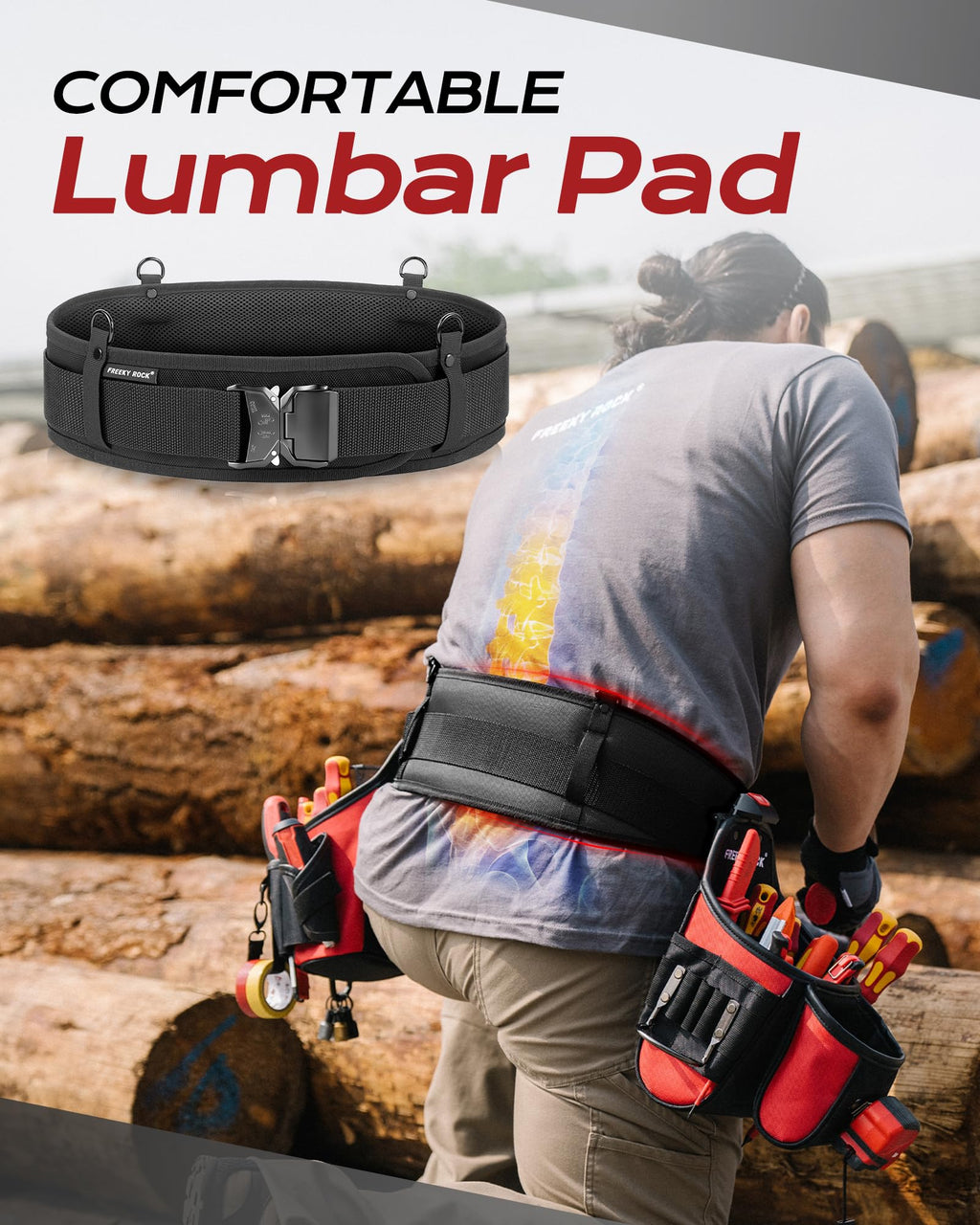 Heavy Duty Tool Belt with 2 Tool Pouches, Adjustable Work Belt I879154