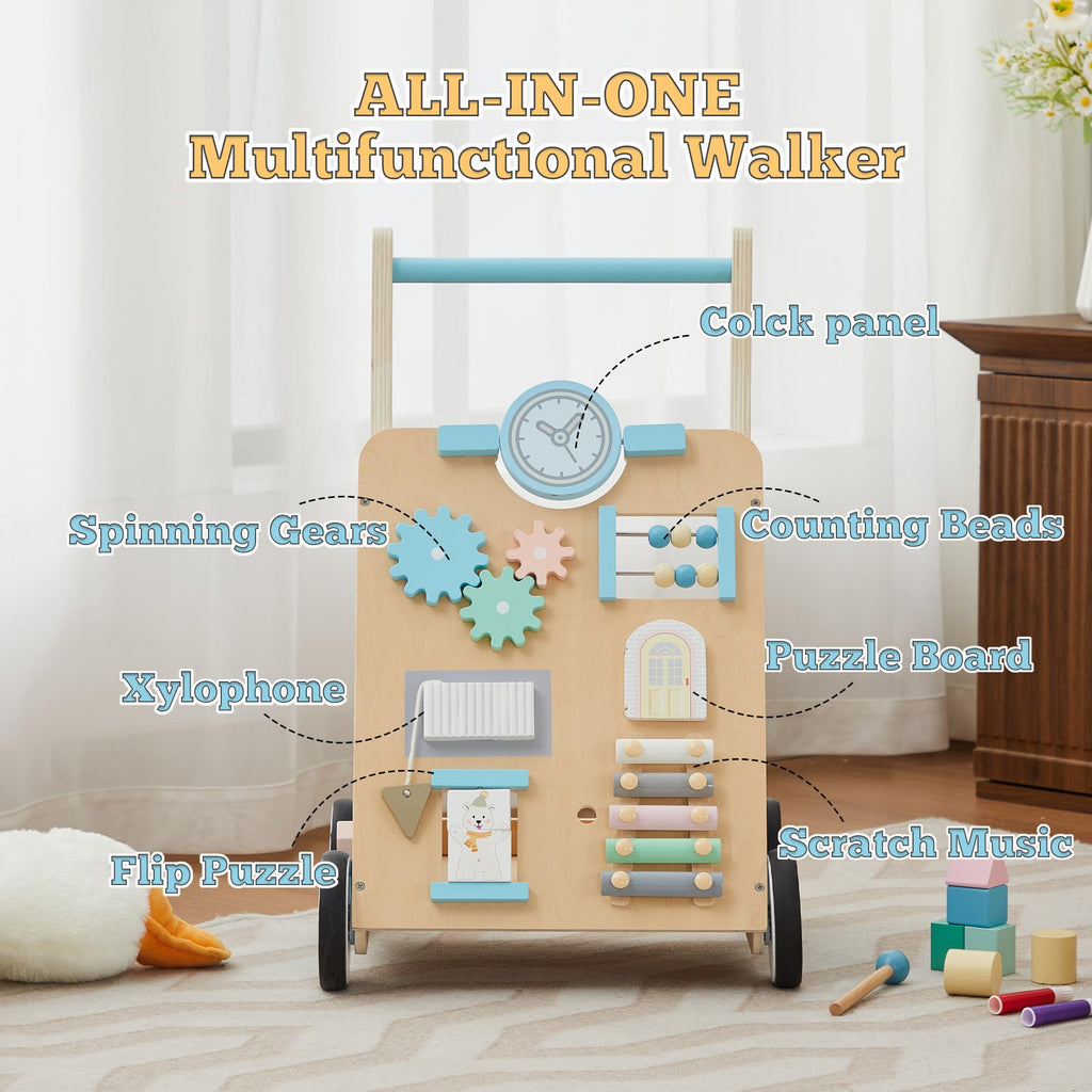 Blue Wooden Baby Walker with Activity Center Z509962
