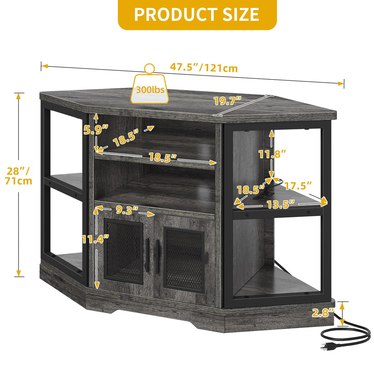 Grey Oak Corner TV Stand Z457268