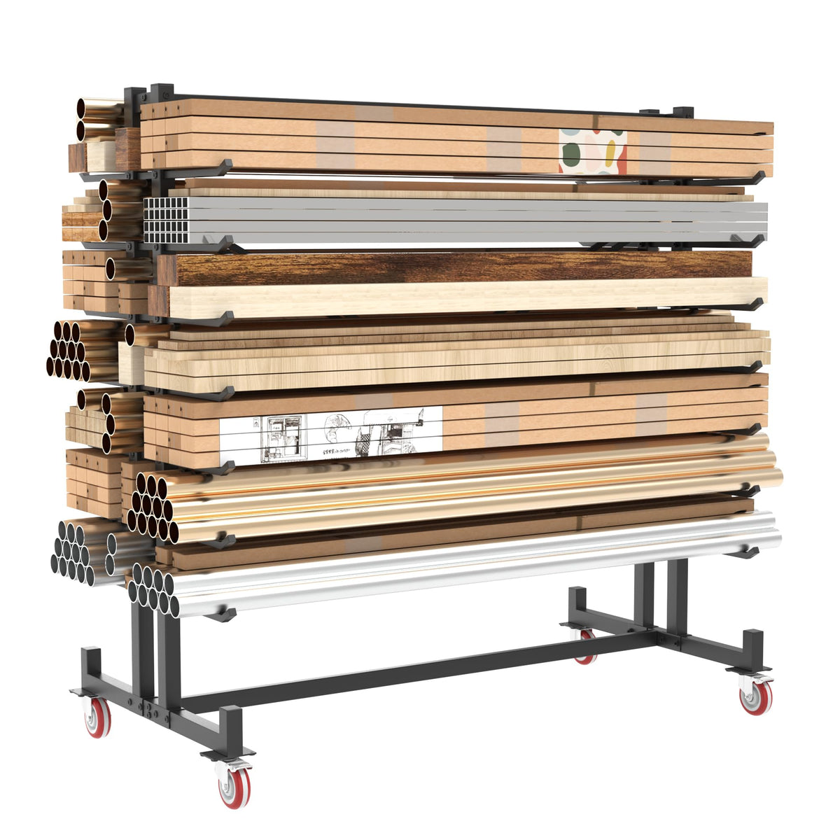 Heavy-Duty 2000LBS 7-Tier Rolling Lumber Storage Rack R970