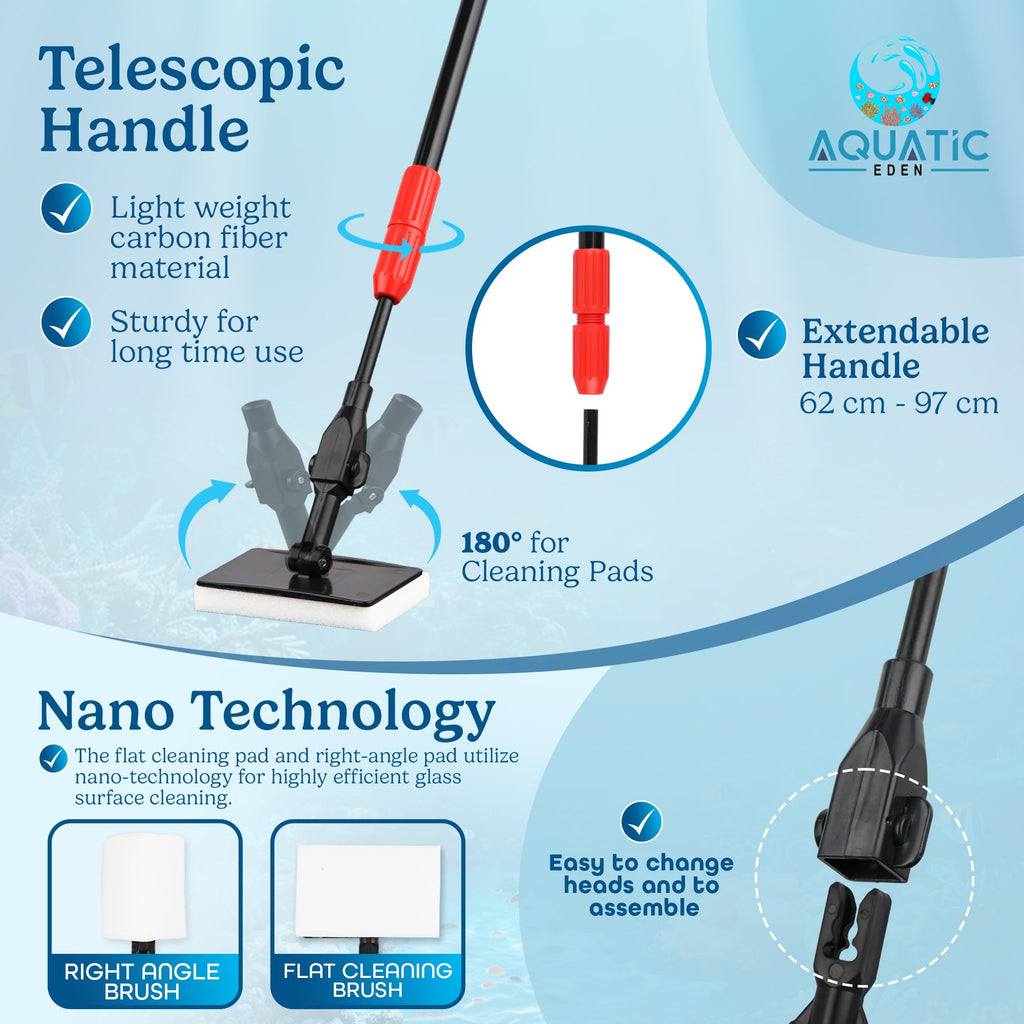 7 in 1 Aquarium Cleaning Kit with Algae Scraper, Fish Net, Gravel Rake & Brush M3977